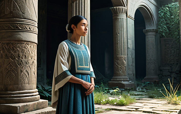 A wise female character, designed as a "Guardian of Lost Civilizations," stands contemplatively amidst ancient, overgrown ruins. She wears a modest, layered outfit crafted from durable, natural fabrics, adorned with subtle, intricate patterns that hint at her rich history. Her posture is natural and dignified, conveying a sense of quiet strength and deep knowledge. The lighting is soft and ethereal, casting gentle shadows that highlight the textures of her attire and the surrounding architecture. fully clothed, modest clothing, appropriate attire, professional dress, perfect anatomy, correct proportions, natural pose, well-formed hands, proper finger count, natural body proportions, safe for work, appropriate content, professional photography, high quality, realistic rendering, intricate details.