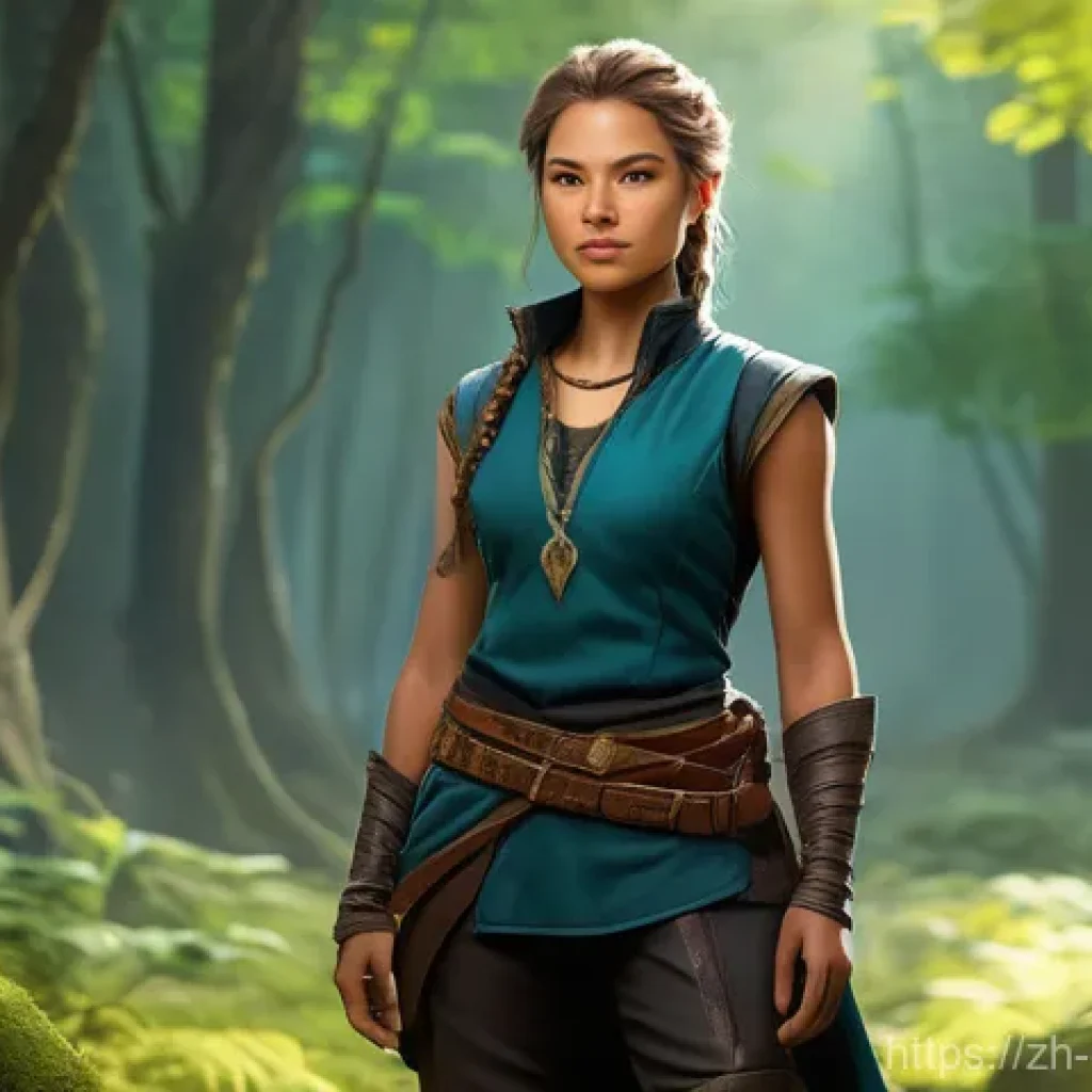 캐릭터 디자인 실무에서 자주 쓰이는 툴 - **Prompt: Female Fantasy Adventurer in a Dynamic Pose**
A full-body digital painting of a female...