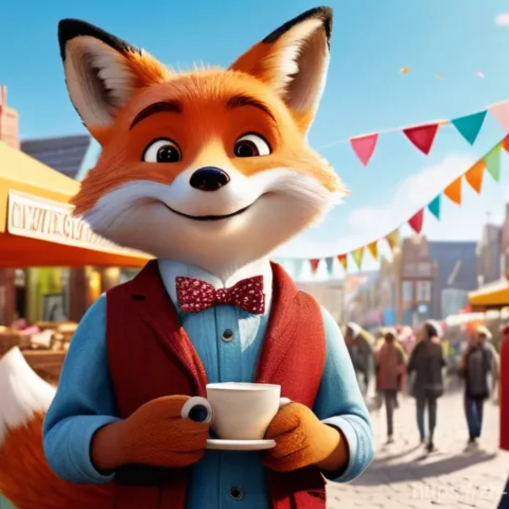 캐릭터 디자인 관련 비즈니스 사례와 관련된 연구 동향 - **Prompt:** A whimsical, friendly brand mascot, an anthropomorphic red fox with a charming smile and...