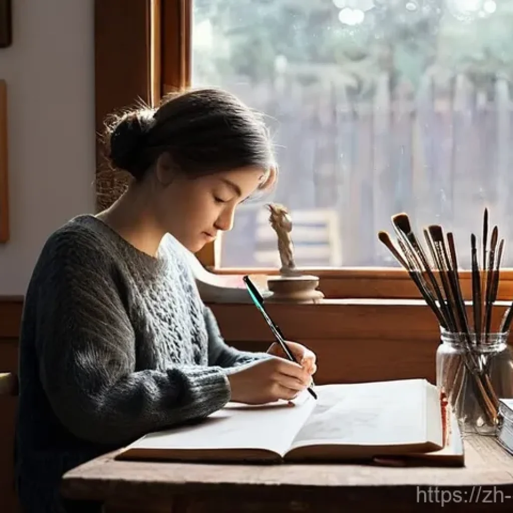 캐릭터 디자인 취업 준비 계획 - **Prompt 1: The Foundation of Artistry**
"A young female artist, in her early twenties, with a f...