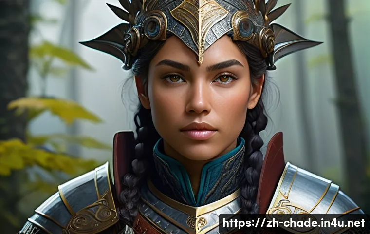 캐릭터 디자인과 게임 컨셉 아트의 차이 - A detailed character portrait of a resilient fantasy warrior woman wearing intricately designed armo...