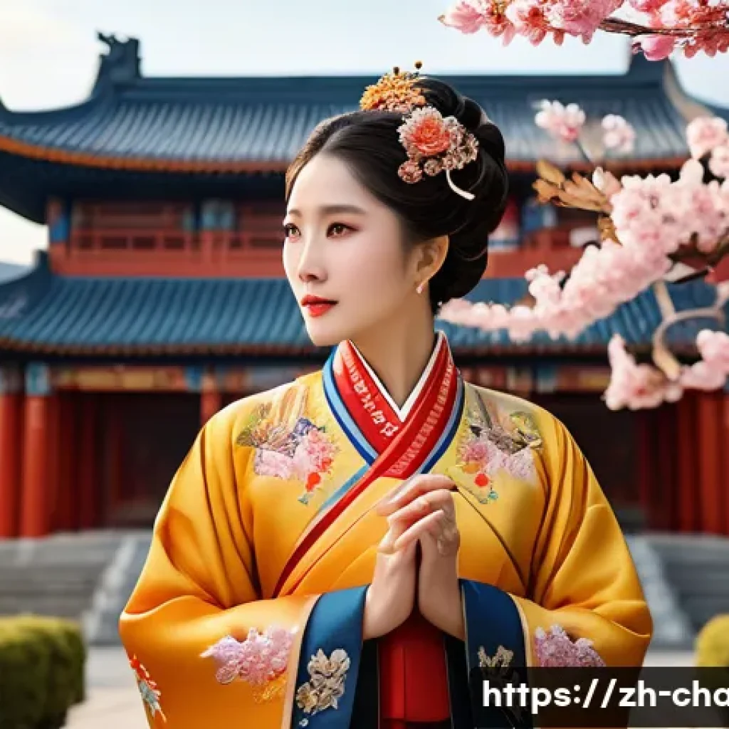 캐릭터 디자인의 학문적 발전과 사례 - A vibrant female character dressed in traditional Chinese attire richly decorated with intricate dra...