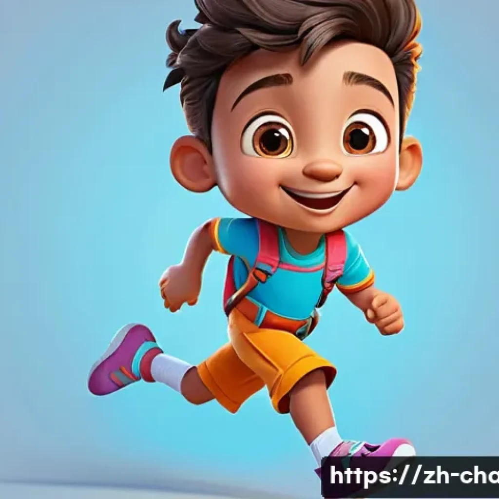 캐릭터 디자인 포트폴리오 웹사이트 제작 - A vibrant cartoon-style character illustration featuring a cheerful young hero with bright, bold col...