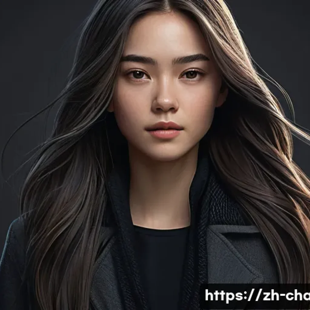 캐릭터 디자인과 2D 애니메이션의 차이 - A detailed character design portrait of a mysterious and cool young woman wearing dark-toned clothin...
