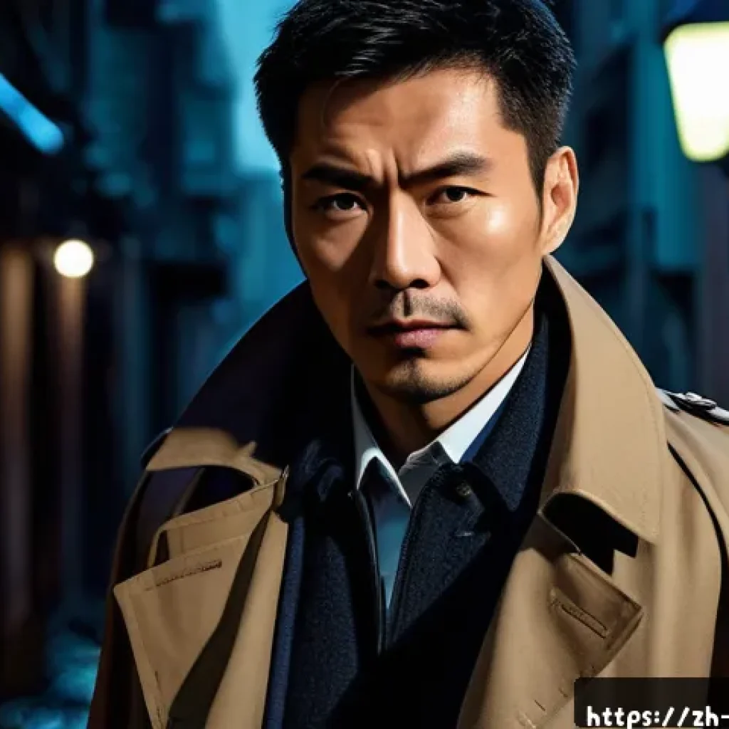 캐릭터 디자인과 스토리텔링의 상관관계 - A detailed portrait of a stoic detective wearing stylish, slightly worn dark clothing and a trench c...