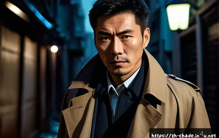 캐릭터 디자인과 스토리텔링의 상관관계 - A detailed portrait of a stoic detective wearing stylish, slightly worn dark clothing and a trench c...