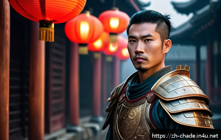 캐릭터 디자인 관련 글로벌 학문적 연구 사례와 관련된 동향 - A culturally diverse fantasy warrior character standing confidently in an ancient Asian-inspired urb...