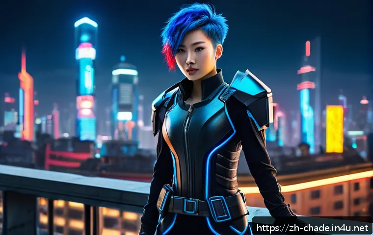 캐릭터 디자인 프로젝트 제안서 작성법 - A futuristic urban rebel character standing confidently on a neon-lit city rooftop at night, wearing...