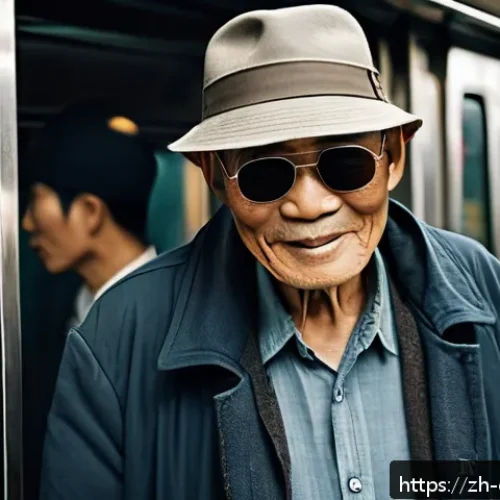 캐릭터 디자인의 실기 스킬 강화법 - A mysterious yet approachable elderly man wearing slightly worn-out clothing, unique dark sunglasses...