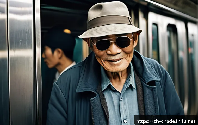 캐릭터 디자인의 실기 스킬 강화법 - A mysterious yet approachable elderly man wearing slightly worn-out clothing, unique dark sunglasses...