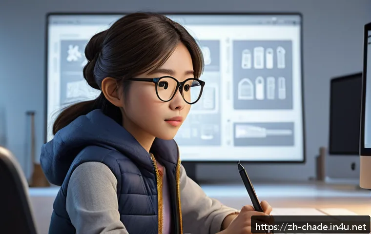 캐릭터 디자인과 애니메이션의 연결고리 - A highly detailed 3D character model of a young female animator in a modern studio environment, wear...